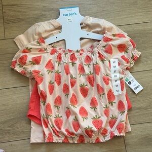 NWT Carter's Kids 3-Piece Shirt and Shorts Set Size 5t 100% Cotton